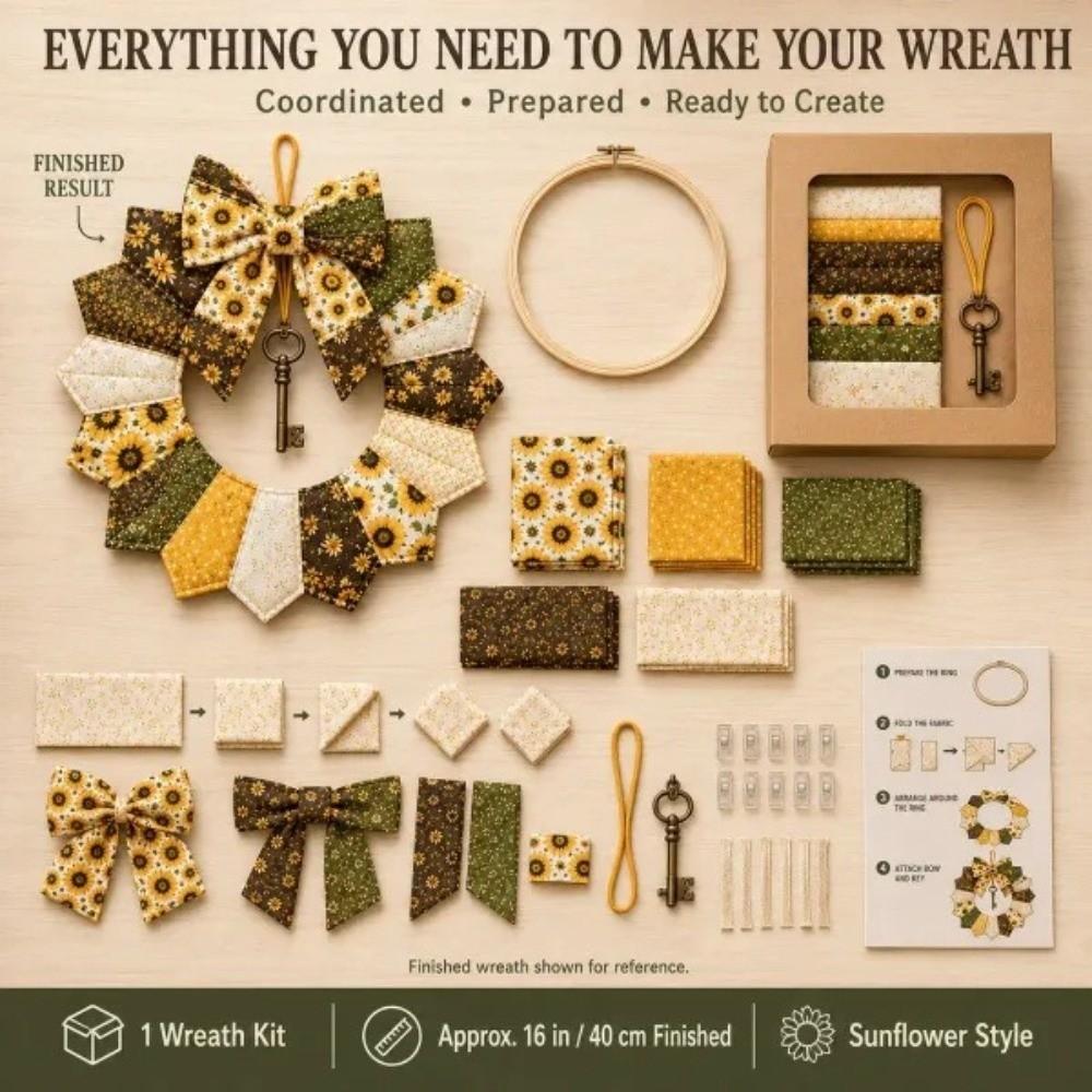 Pre-Cut Fabric Strips Fabric Poke Wreath DIY Kit Christmas Wreath Making Set Beginner-Friendly