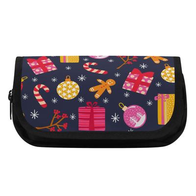 Pencil Bag 300D Polyester Multi Compartment Metal Zipper with Two Compartments for Pens Ruler Scissors Students for Boys Girls