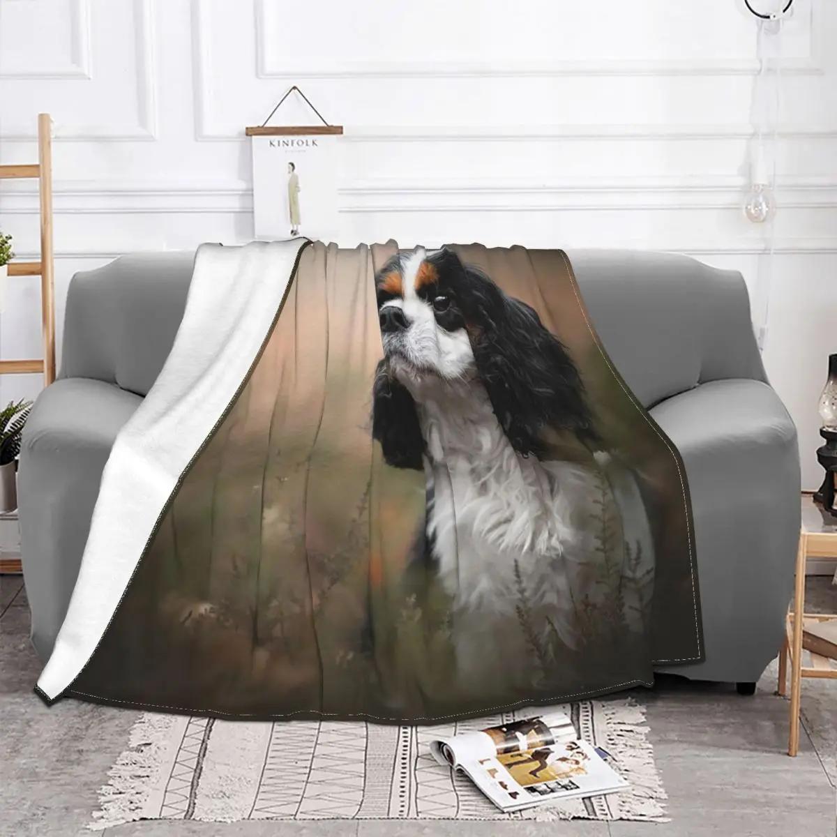 Cavalier King Charles Spaniel Blanket Coral Fleece Plush Winter Cute Animal Dog Lover Thin Throw Blankets for Sofa Office Quilt 100x150cm