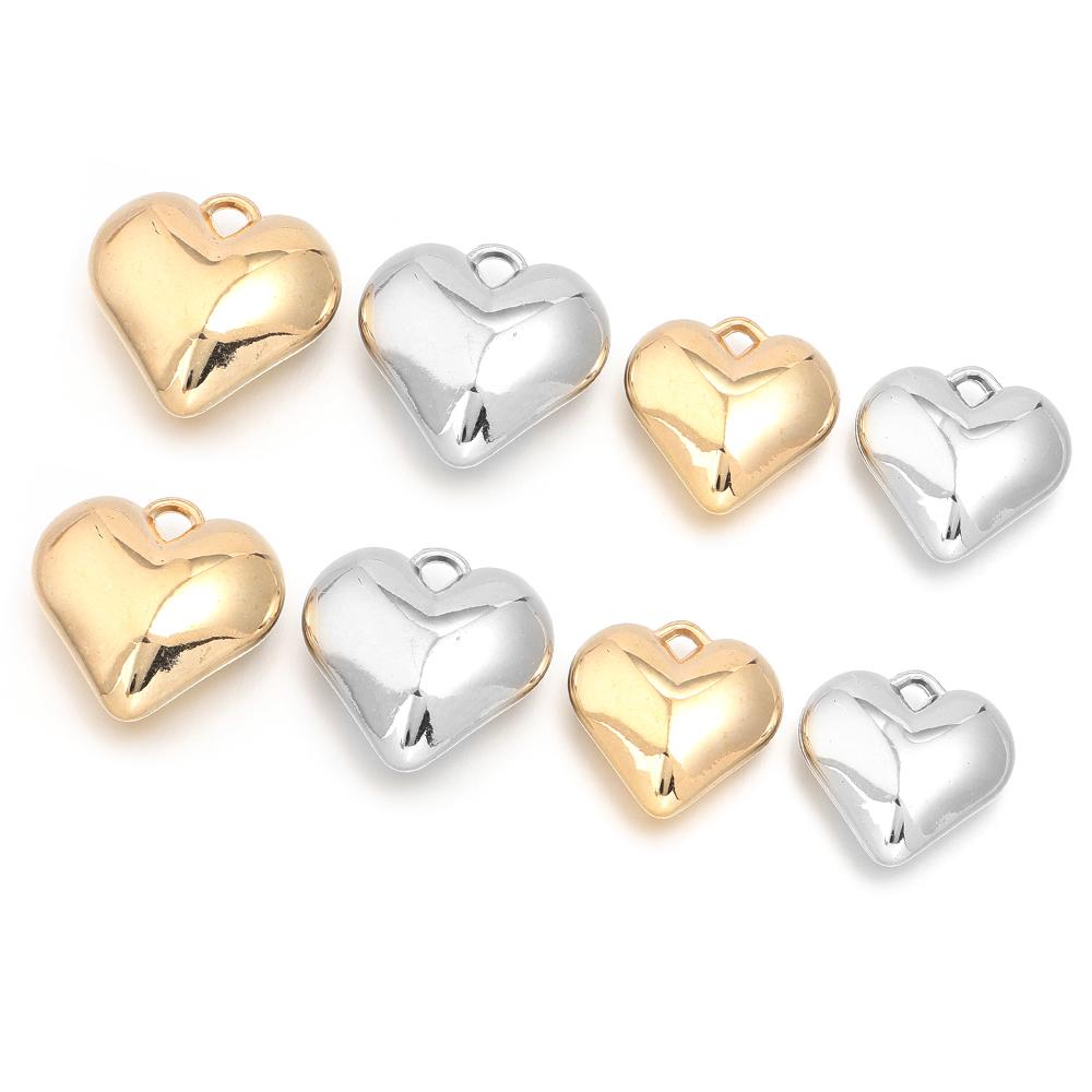 10pcs/lot Love Heart CCB Charms Plastic Charms Pendants For Jewelry Making DIY Handmade Bracelets Necklace Earrings Accessories