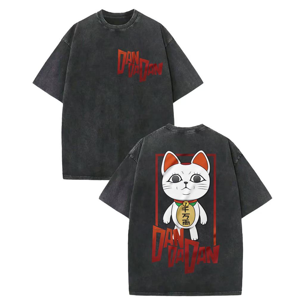 Vintage Washed Dandadan Japanese Anime T-shirt Men Women Harajuku Cartoon Short Sleeve T-shirts Oversized T Shirts