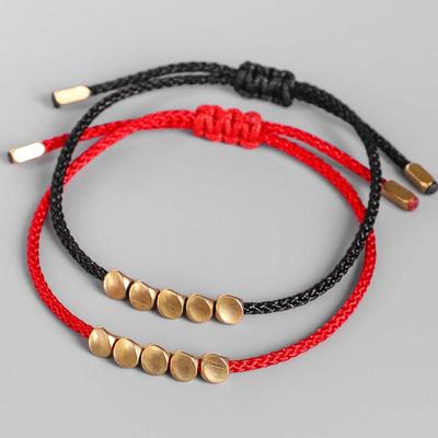 Simple Wax Thread Adjustable Gifts For Lovers Rope Bracelet Bangles Wrist Jewelry Copper Beads