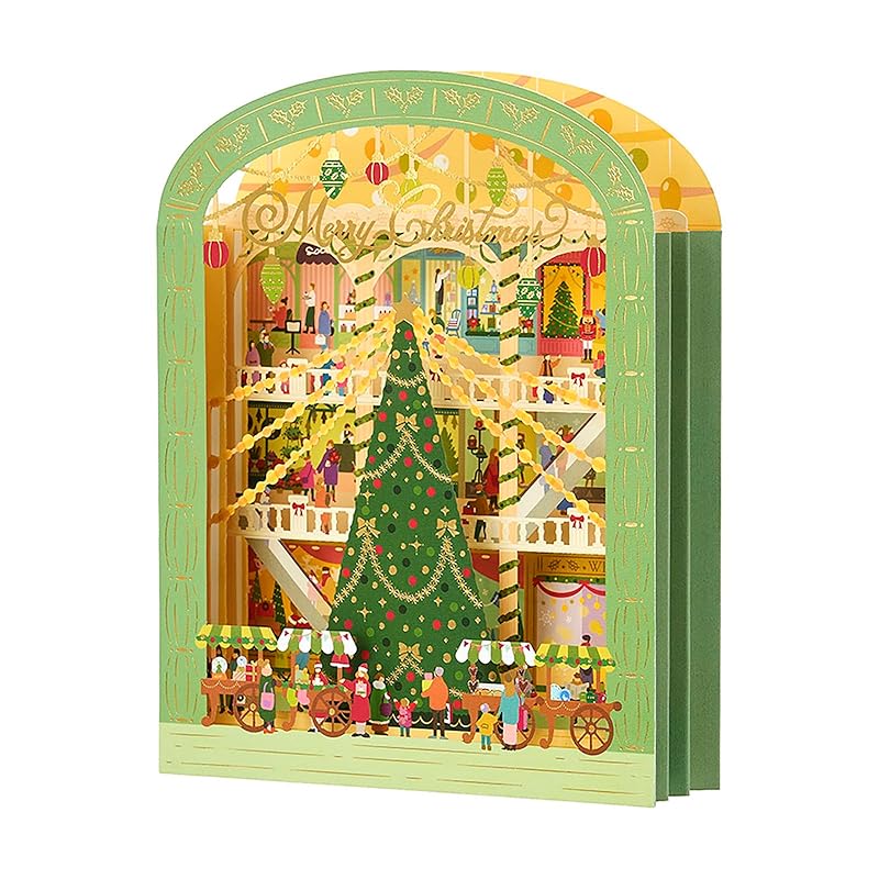 

Різдвяна листівка Sanrio, Листівка для повідомлень, Різдво, Зелена рамка з універмагом, JX 48-5, 241989