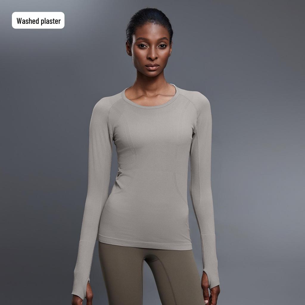 Women's Seamless Long Sleeve Yoga Top – Comfortable, Breathable, Tight-Fitting, Slimming Fitness Wear