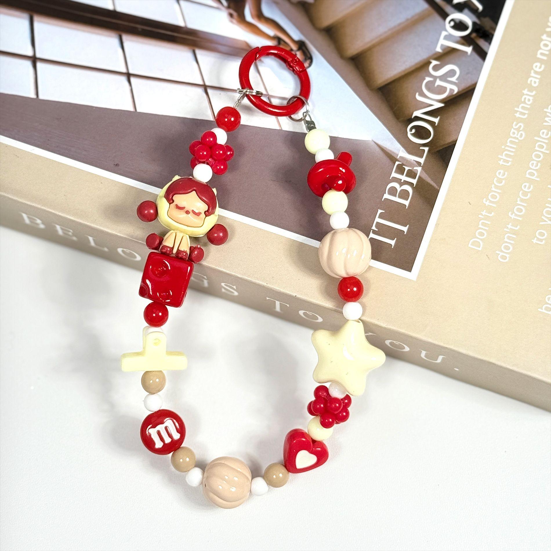 

Мультяшная цепочка для мобильного телефона POP MART Милый шнурок Цепочка против потери Цепочка из бусин Подвеска Подвеска Брелок