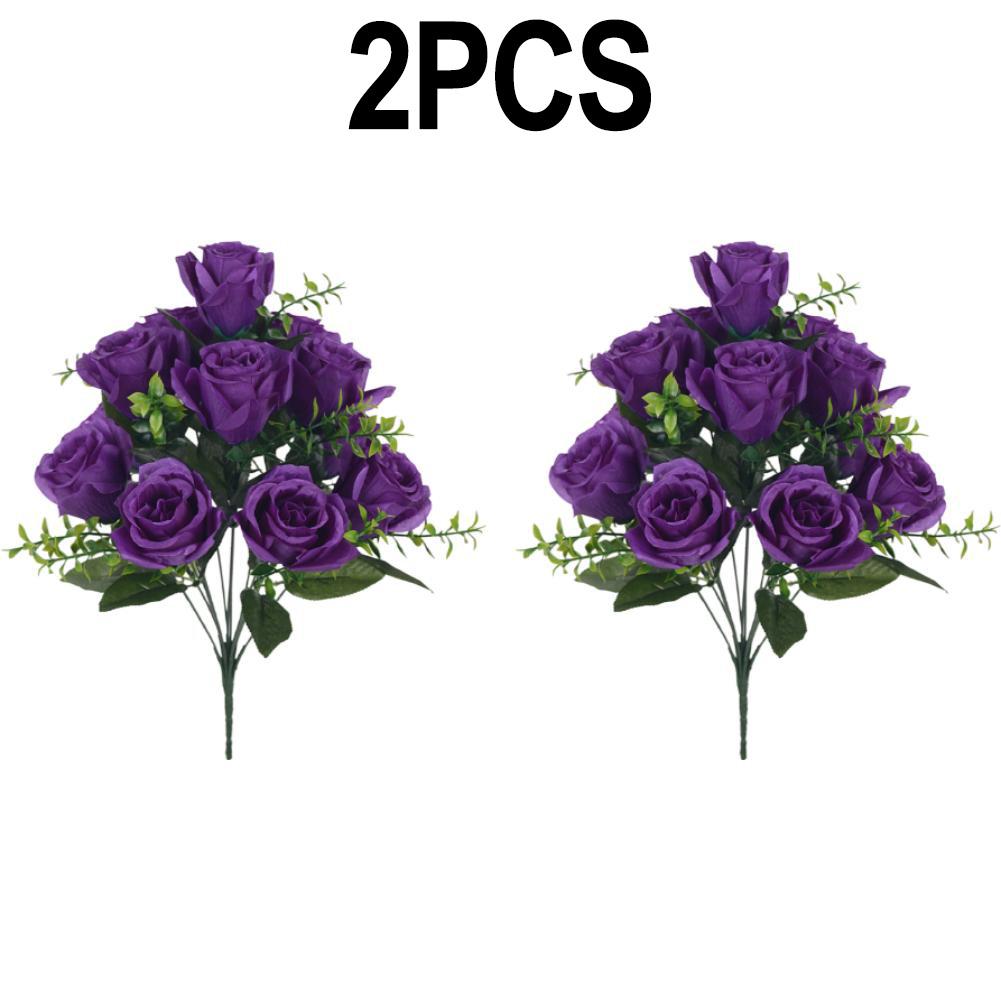 2pcs Artificial Rose Flower Bouquet Living Room Wedding Decoration Artificial Flowers Photography Props Fake Flowers