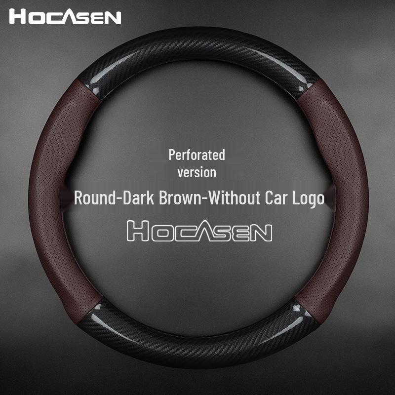 Carbon Fiber Genuine Leather Steering Wheel Cover for Mercedes-Benz C200, GLA200, GLK300, and E-Class