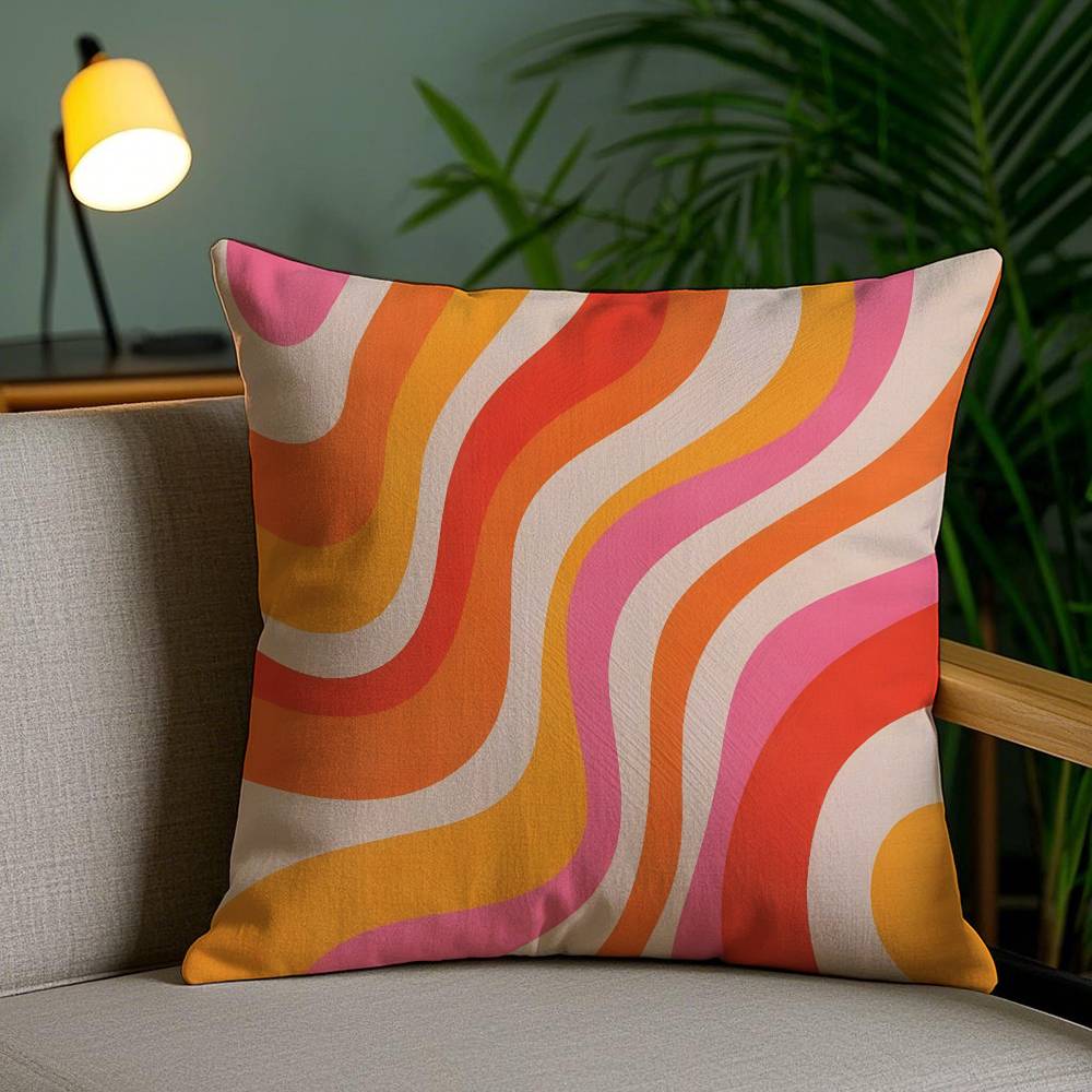 Abstract Geometric Pattern Pillow Case Anti-dustmite Pillowcase Invisible zipper silky short plush Sofa cushion cover