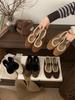French Retro Evening Shoes Mary Jane Shoes Velvet Warm Lamb Wool Beanie Single Shoes Flat Brown Fluff Shoes