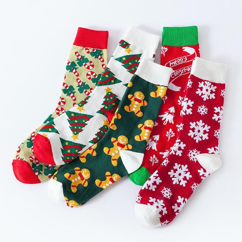 Trendy Christmas Mid-Calf Socks - Santa & Reindeer Festive Gifts for Autumn & Winter
