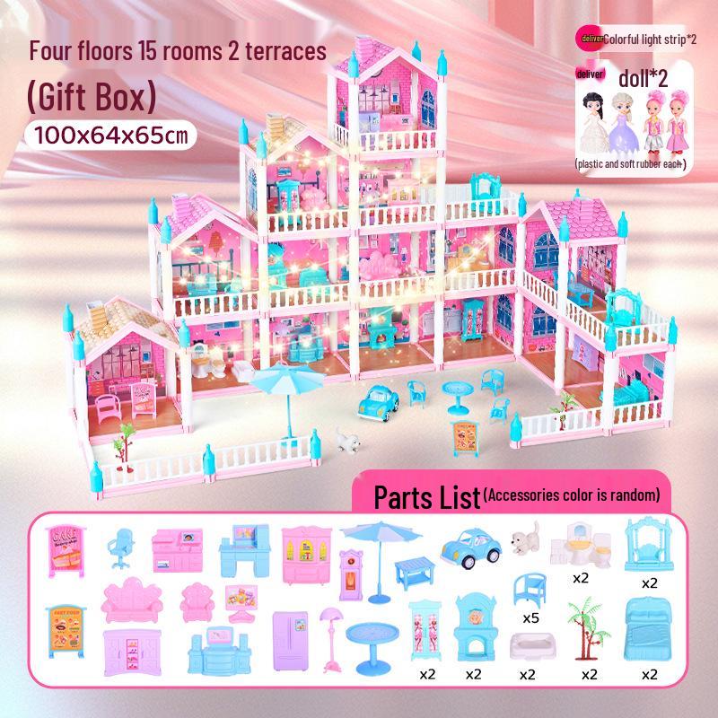 DIY Princess Dollhouse - Children's Pretend Play Castle Villa Set