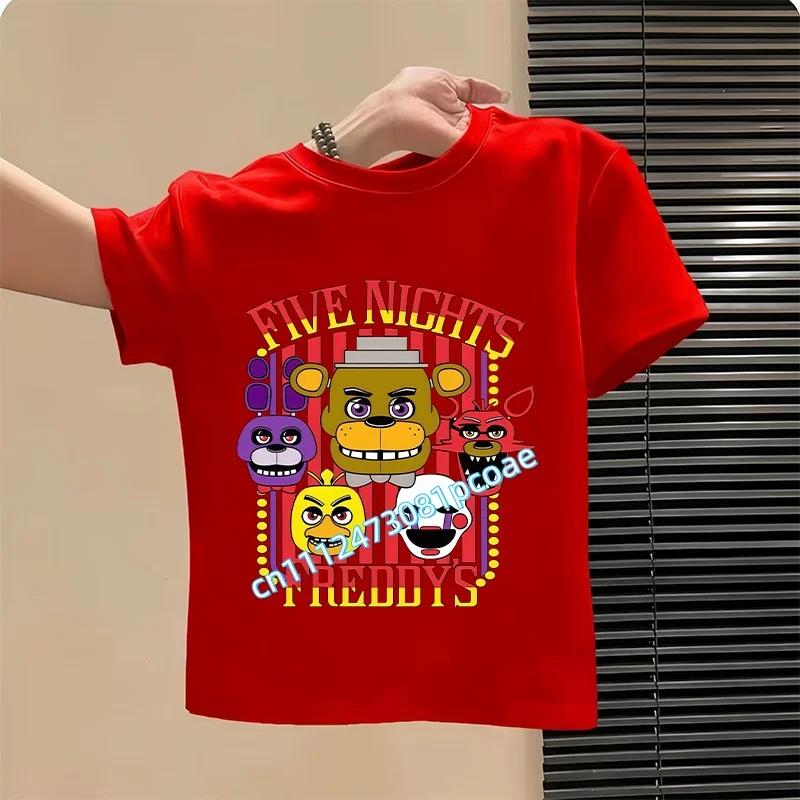 2026 T-shirt per Bambini Five Nights At Freddys Cartone Animato T-shirt Grafica FNAF Top Sportivi Casual per Bambini Maniche Corte Abbigliamento per Bambini