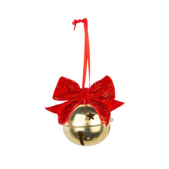 1/4Pcs Christmas Bell Decorations Red Velvet Bowknot Decor Bell with Star Hollow Design Festive Atmosphere Outdoor Decoration