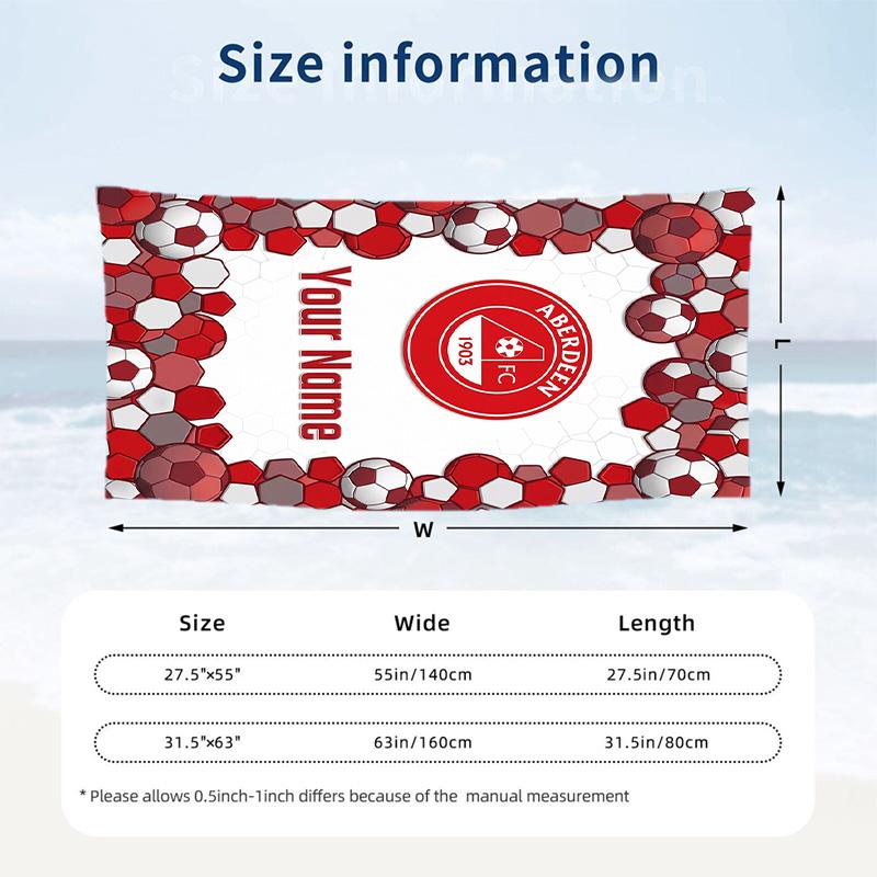 Beach Towel Aberdeen FC Print Custom Name Text Soft Towel for Swimming Pool