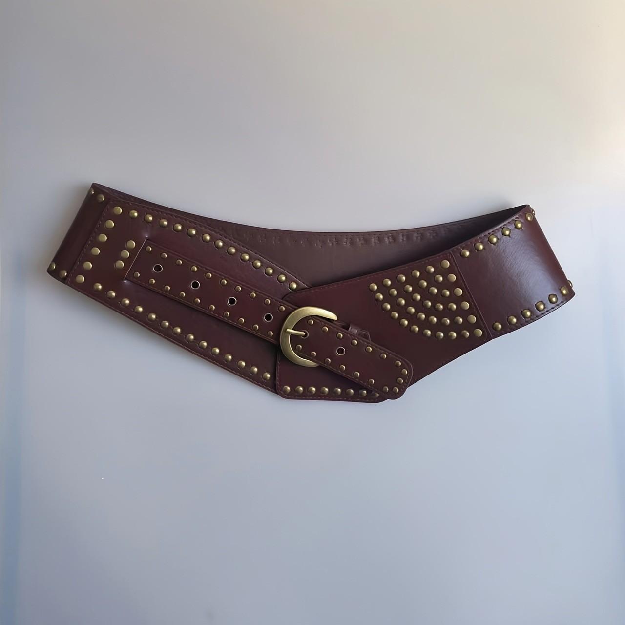 

Retro Exotic Style Metal Beads and Heavy Industry Adjustable PU Leather Trendy Women s Clothing Matching 105cm