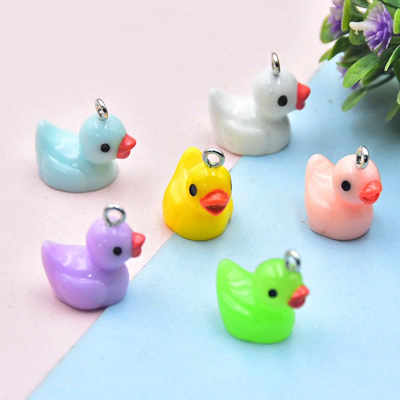 Resin Cute Cartoon 3D Yellow Duck Earrings  Pendant Bag Charm Jewelry Accessory.