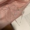 Super Fairy Transparent Crystal Bow Fringed Stud Earrings Female Niche Personality Simple Versatile Temperament Fashion Earrings