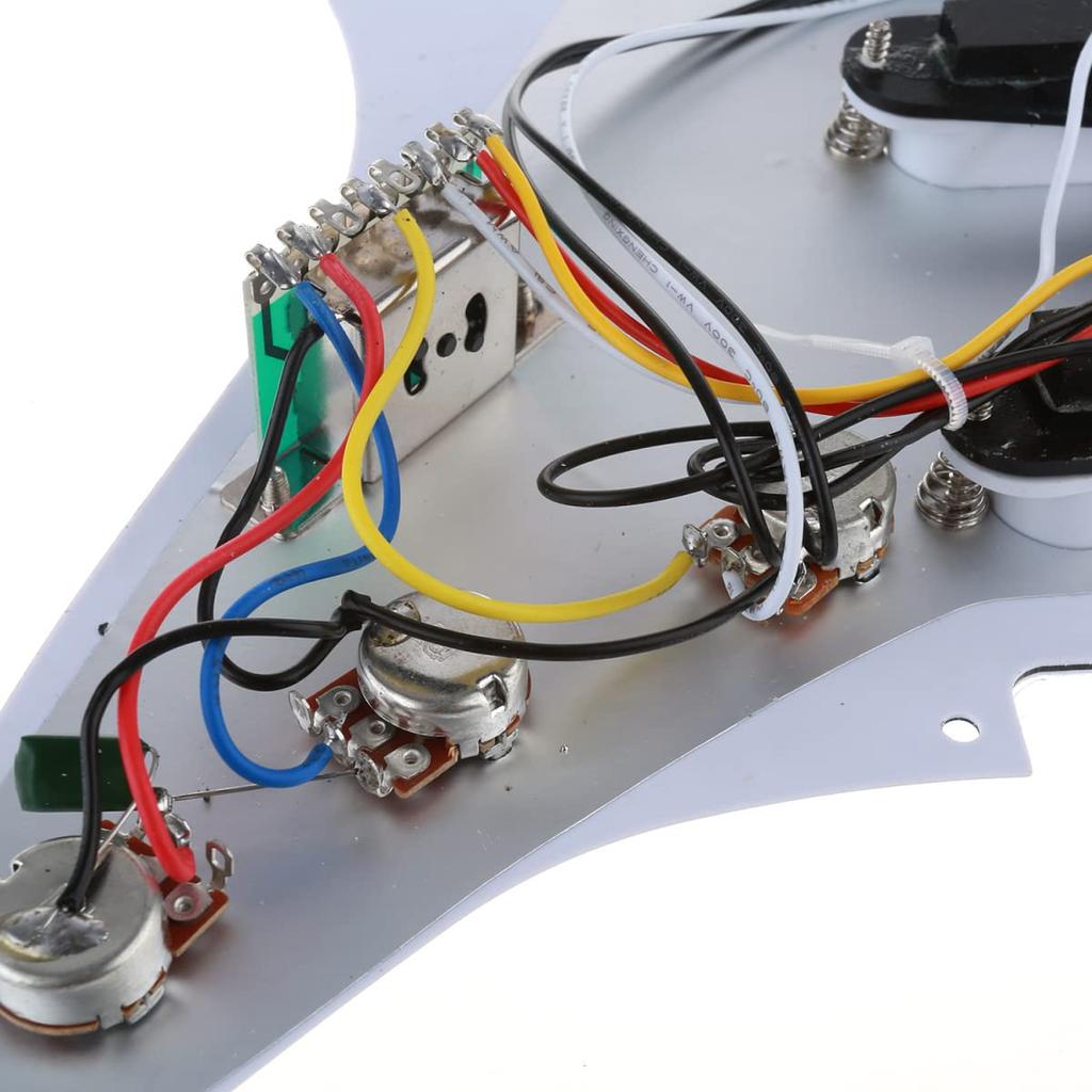 Musiclily Basic 11-Hole SSS Stratocaster Pre-Wired Pickguard with Ceramic Single-Coil Pickup Set for ST Strat Electric Guitar, White, 3-Piece Set