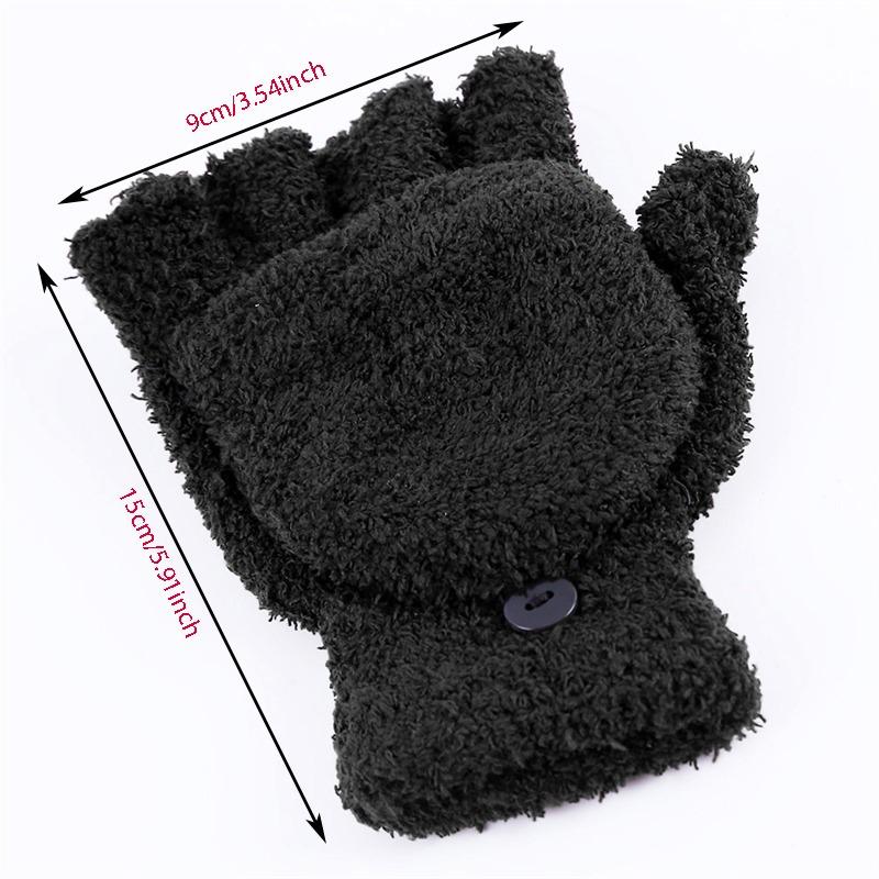 Winter Warm Women's Half Finger Gloves Multi Functional Flip Cute Coral Fleece Warm Cold-proof Soft Comfortable Female's Gloves