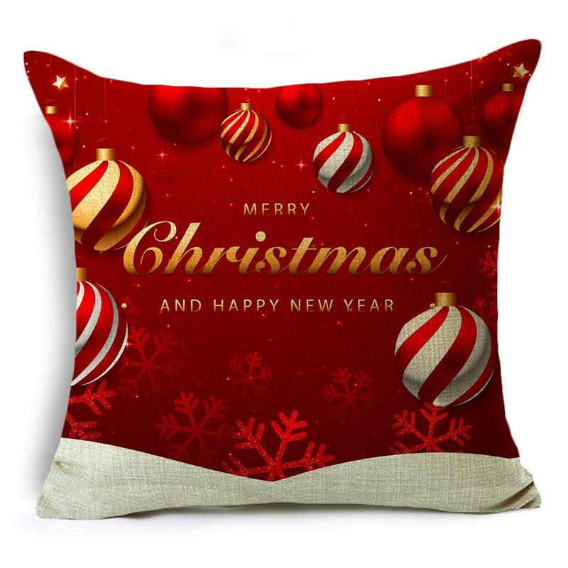 Home Decor Nordic Christmas Red Printed Polyester Pillowcase For Living Room Bedroom Decor Funda De Almohada