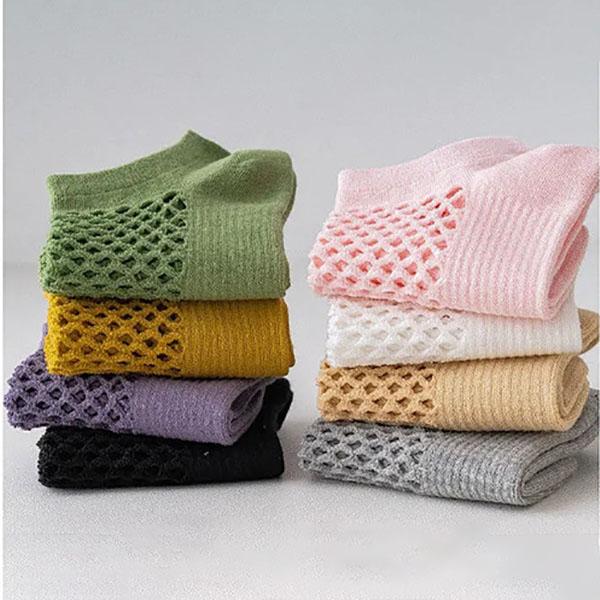 Summer Women's Short Socks Breathable and Sweat-absorbent Boat Socks Clogs Solid Color Japanese Style Mesh Short Socks for Women
