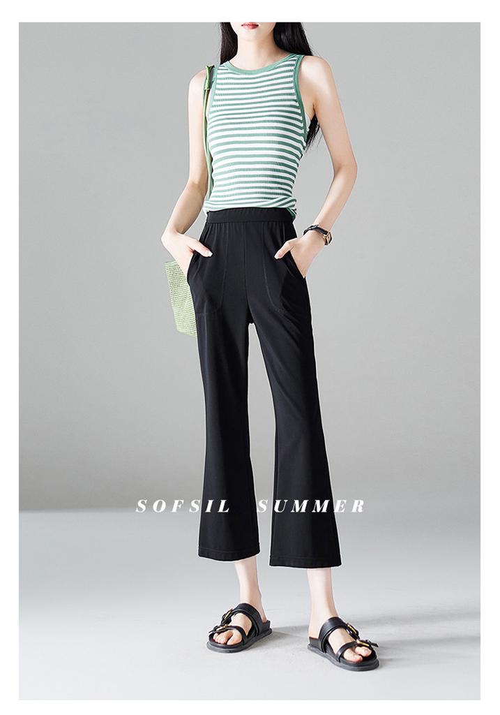 Elastic and comfortable thin casual pants for women in the summer of 2025, versatile and slimming. Elastic waistband with flared pants