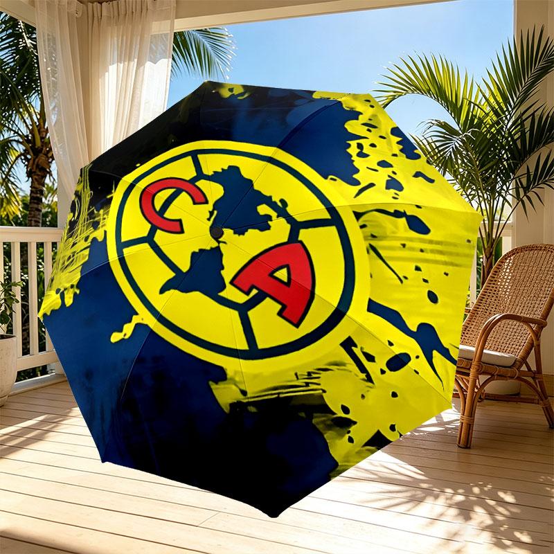 Club America Print Automatic Open Close Umbrella, Portable Foldable Umbrella, for Outdoor Commute Camping Trip, Ideal Birthday Gift