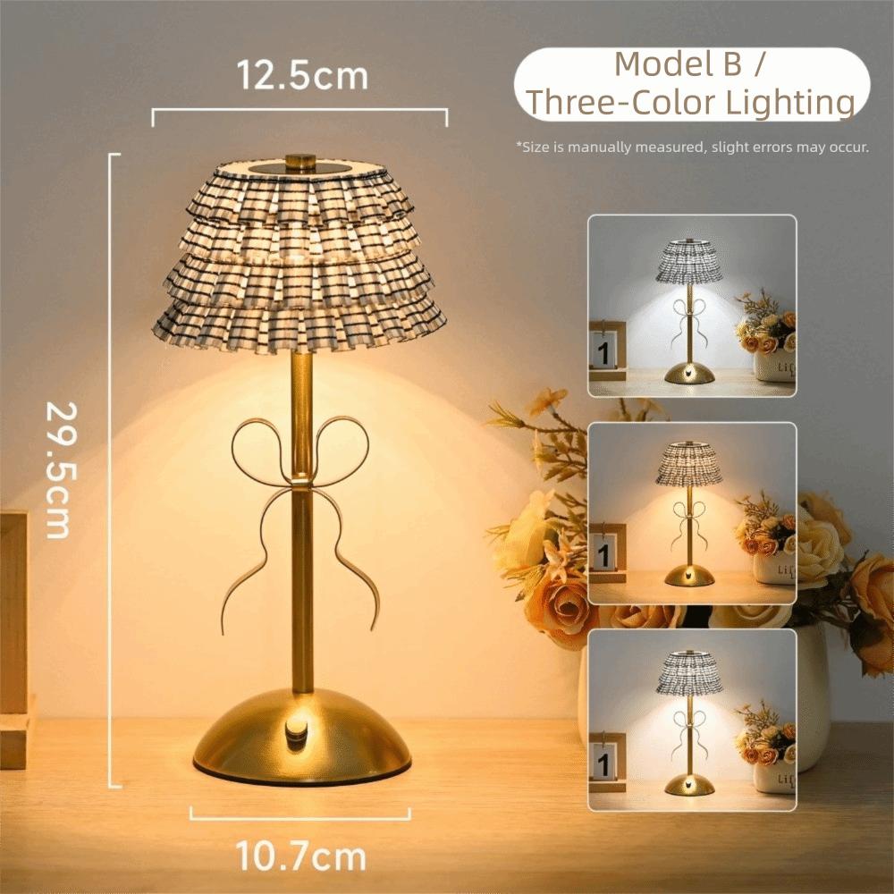 Luxury Rechargeable Small Lamp 3-color Changing Touch Stepless Dimmable Table Bedside