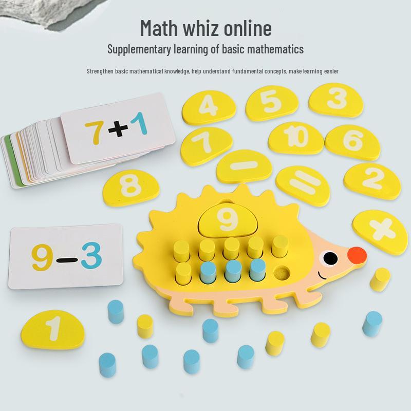 3D Kindergarten Hedgehog Blocks: Montessori Decimal System Wooden Math Toys