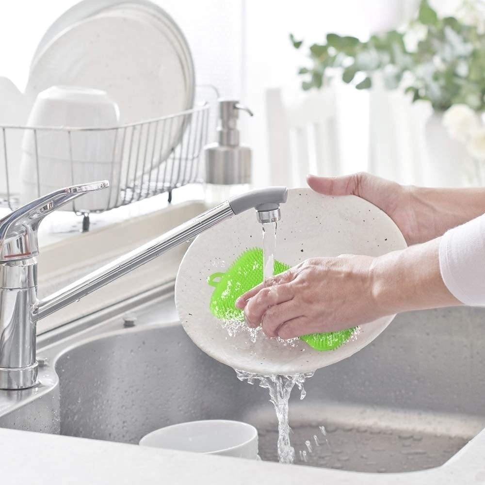 3pcs/set Double Sided Silicone Cleaning Brush Reusable Silicone Scouring Pad  Kitchen