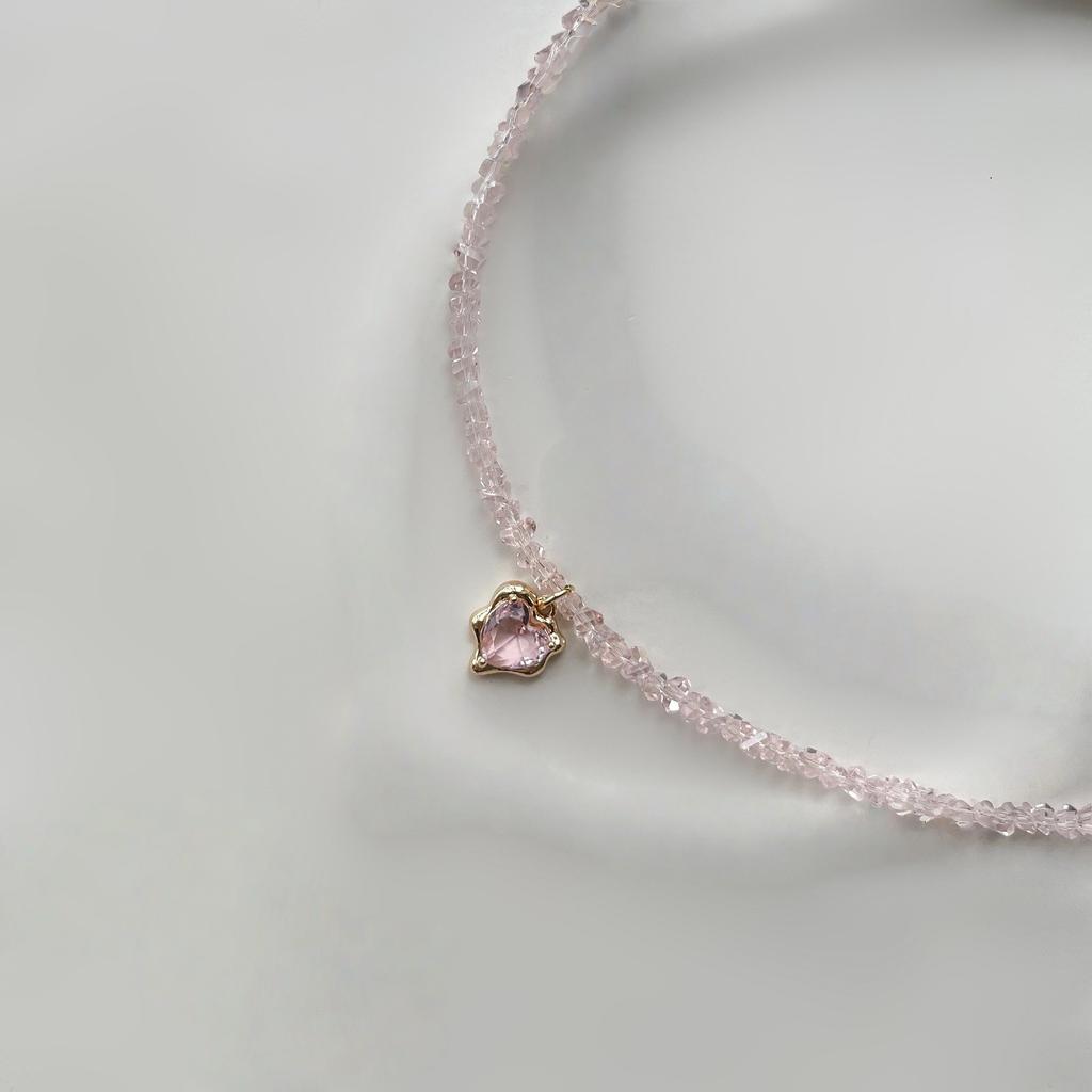 Vintage Sexy Zircon Heart Pendant Necklace For Women Female Boho Geometric Baroque Transparent Crystal Chain Jewelry