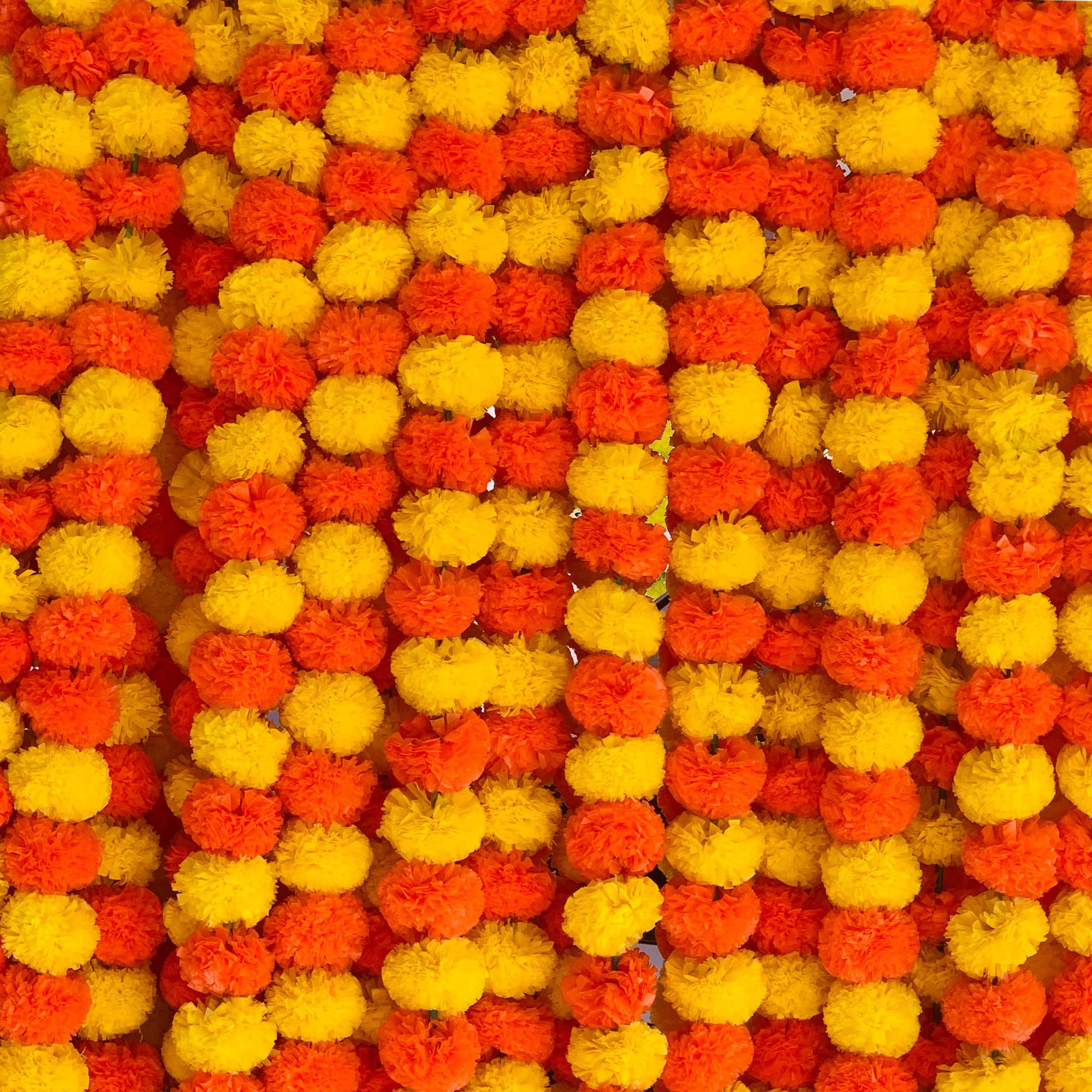 

5-100Pcs Marigold Garland For Decoration 5Ft Artificial Marigold For Mexican Party Fiesta Day Of The Dead Diwali Pooja Decor (As shown-23949)-5