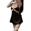 Charming and Sexy Summer Women's Thin Ice Silk New High-end Suspender Nightdress Lace Hollowed Out and Attractive