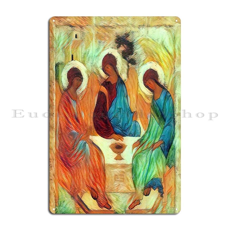 Heilige Drie-eenheid Schilderij Rublev Drie-eenheid Metalen Bord Designer Ontwerpen Decoratie Club Poster Tinnen Bord Poster