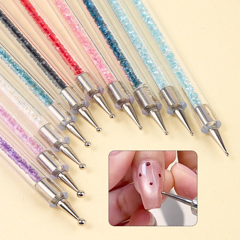 Nail Art Rhinestone & Dotting Pen 5-piece Set - Double-ended Liner & Flower Painting Tool