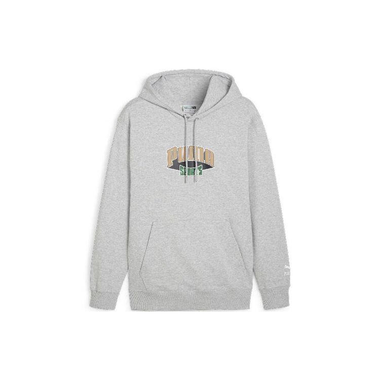 PUMA Big Logo Print Casual Athletic Training Hoodie, Men s, Gray M