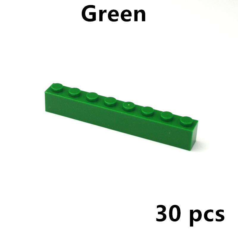 30Pcs Thick Building Bricks 1x8 Dots DIY Educational Construction Toys for Children