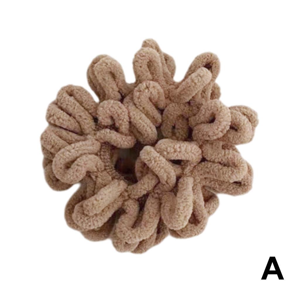 Kvinnor Eleganta Enfärgade Veck Plysch Mjuka Elastiska Hårband Hårhästsvans Elastiska Accessoarer Mode B8X6