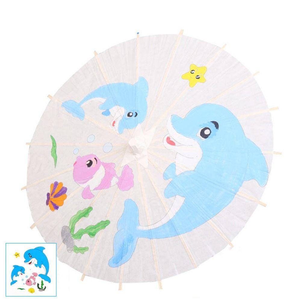 Vintage Blank Paper Umbrella DIY Chinese Umbrella Wood Drawing Umbrella  Wedding Party Favors