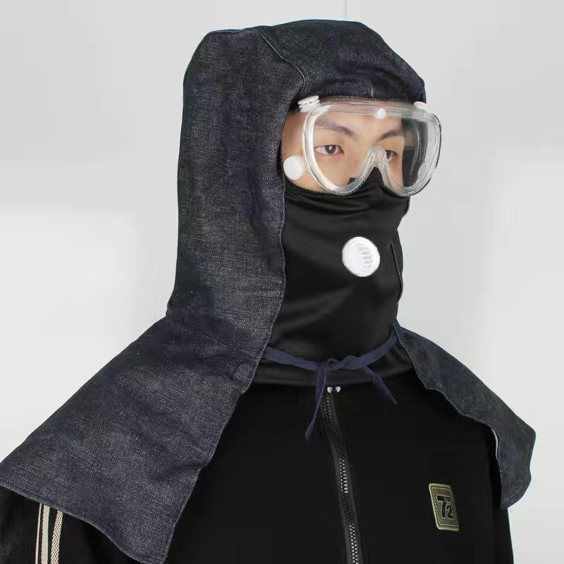 Unisex Denim Dustproof Work Hood - Durable Protection for Construction and Labor Tasks