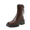 Women's Shoes Mid Heel Pumps Mid-Calf Boots Fashion Chelsea Boots Autumn and Winter Thick Soled Square Toe Short Boots