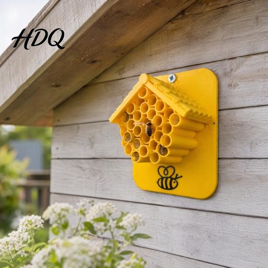 Umweltfreundliches Bienenhaus 2 Stück 3D-gedruckte Häuser Gelbe Wabenhotels Außenhaus