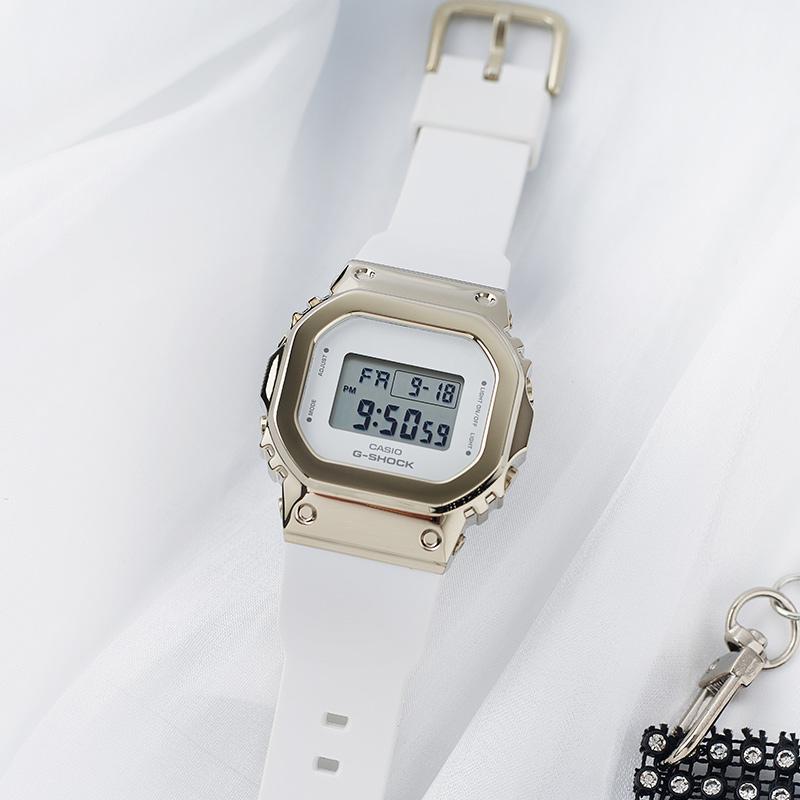 Casio All Metal Series Square Dial Digital Watch Women Watches White GM-S5600G-7PR