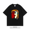 Full Cotton Trend Advanced Sense Ins Style Illustration Printed Short Sleeve Loose Casual Couple With Everything