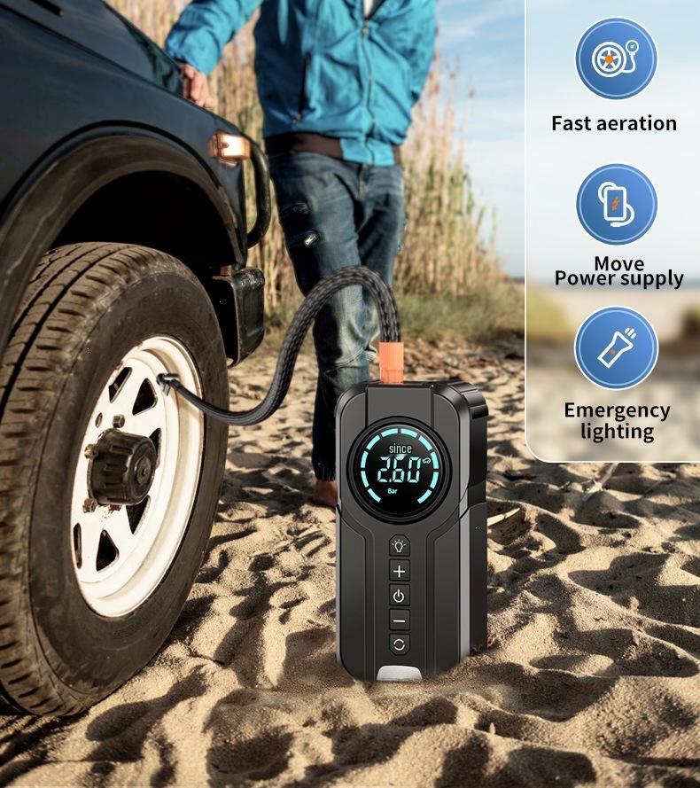 Wireless Portable Car Air Pump & Power Bank: Tire Inflator & Jump Starter Combo