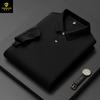 Autumn And Winter Lapel Slit Men'S Polo Shirt 100% Pure Cotton Hexagonal Beads Double-Sided Men'S Polo Shirt Long Sleeve