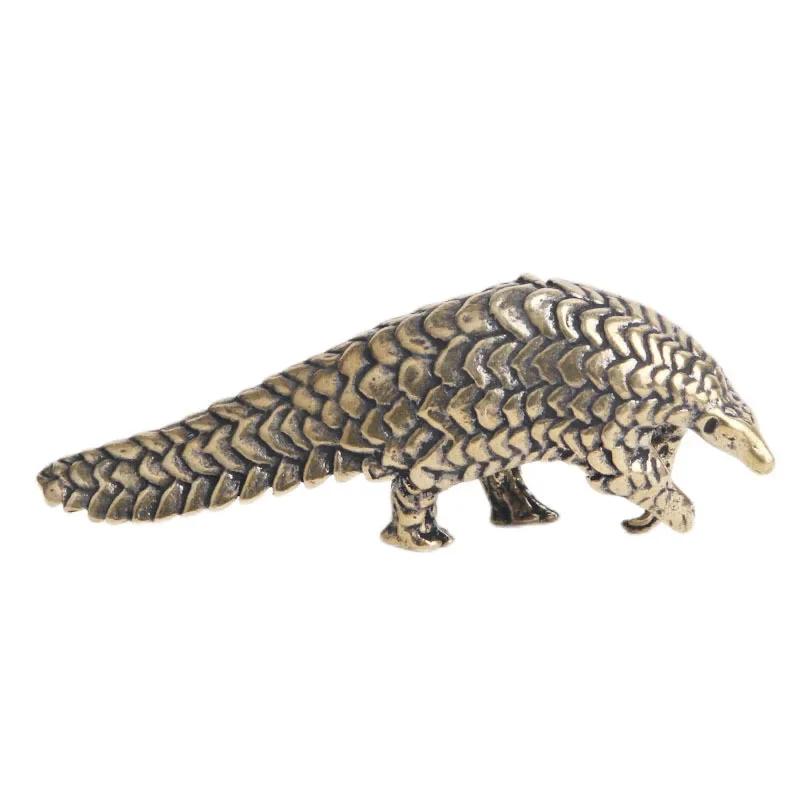 Home Decor Creative Small Crafts Brass Pangolin Figurines Miniatures Vintage Heavy Animal Ornament Statue Gifts Accessories