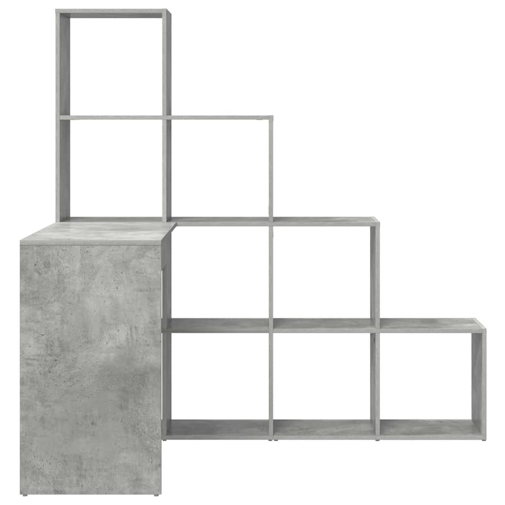 L shaped Desk with Shelf Concrete Grey 101.5 x 149.5 x 149.5 cm