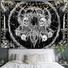 Halloween Dark-Themed Tapestry Black-and-White Skull Festival Party Decor Wall Hanging Living Room Bedroom Decor Tapestry