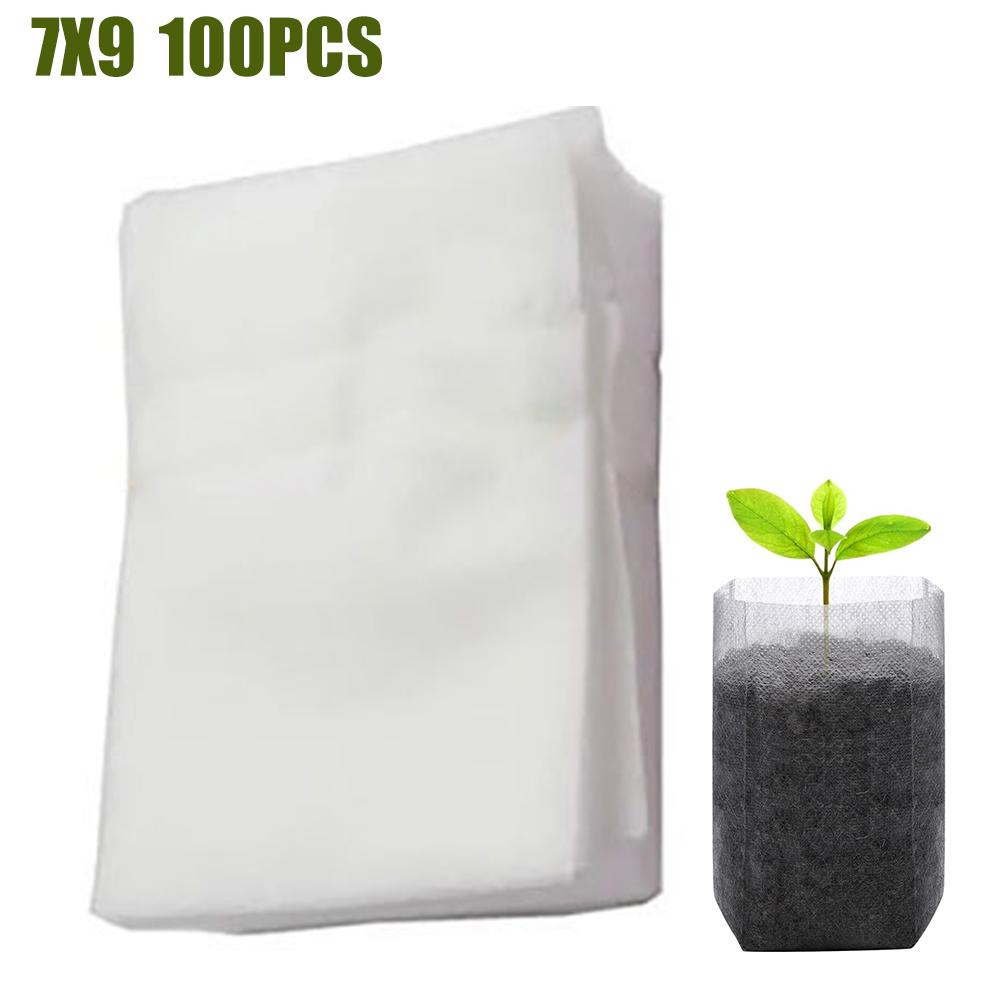 

100PCS Biodegradable Nursery Bag Garden Planting Bag Non-woven Fabric Plant Grow Bag Seeds Flowerpot Garden Accessories